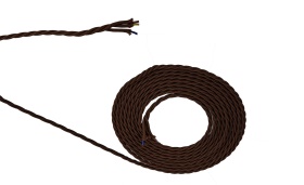 D0666  Cavo 1m Brown Braided Twisted 3 Core 0.75mm Cable